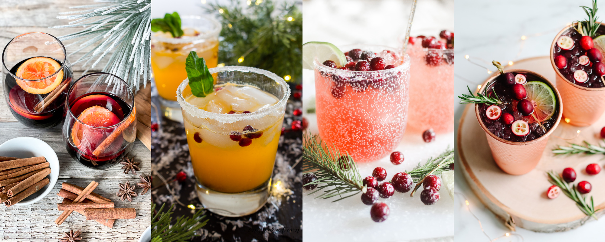 four different holiday drink recipe ideas
