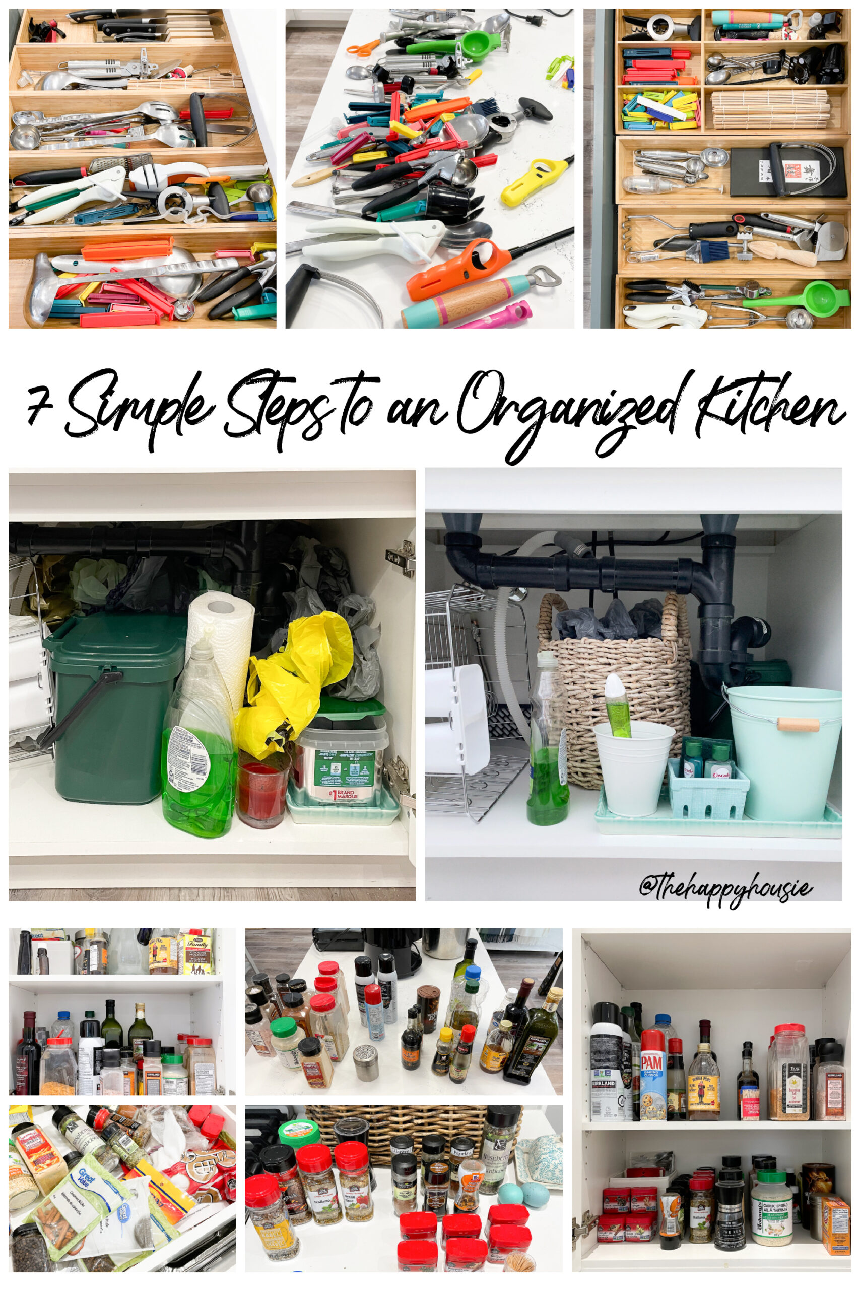 7 Steps To An Organized Kitchen graphic.