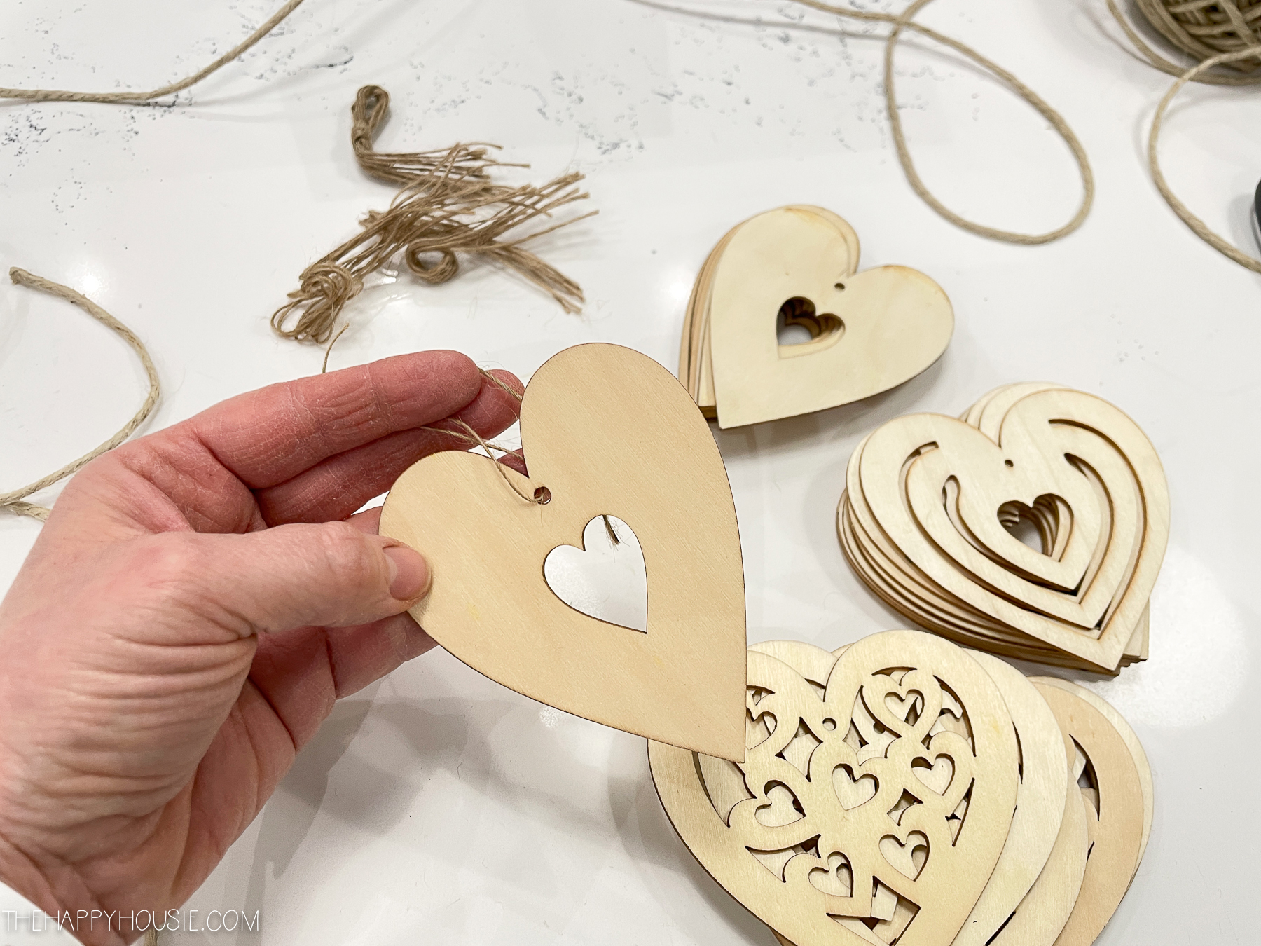 DIY Valentines Wood Heart Garland