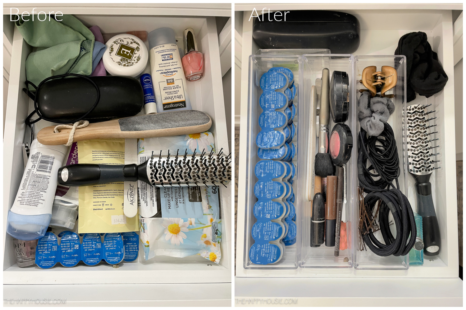 before and after bathroom cabinet organization women's toiletries