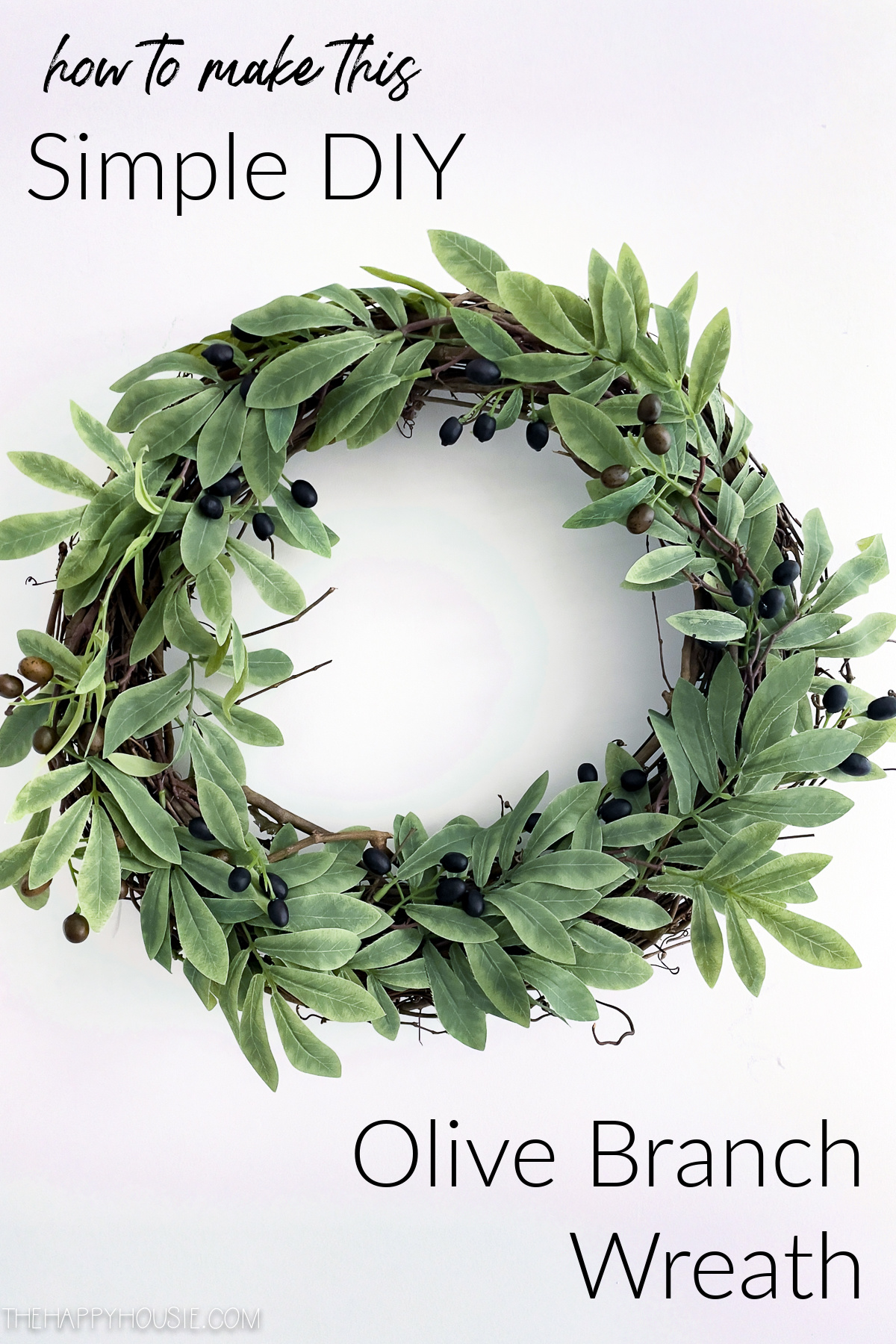 a DIY olive branch wreath 