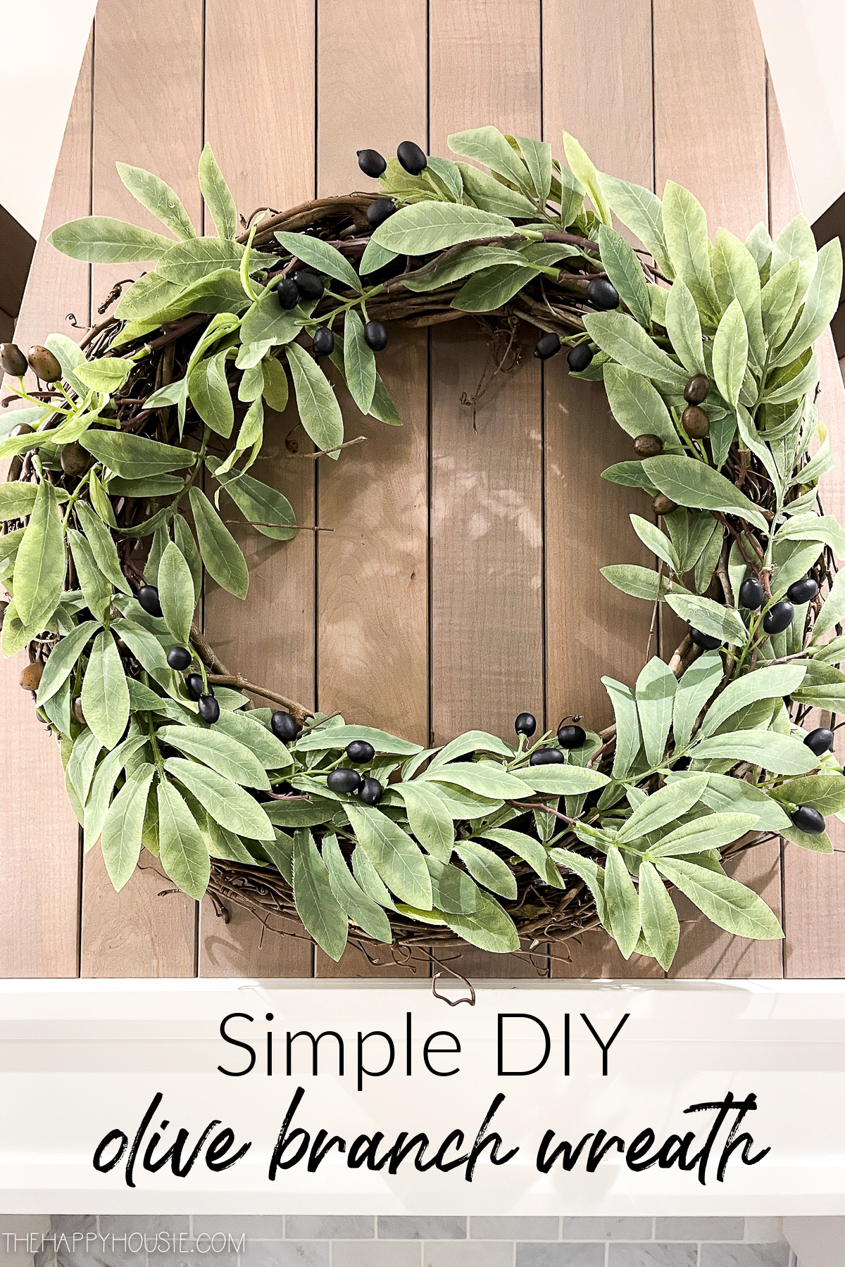 Simple DIY Olive Branch Wreath graphic.