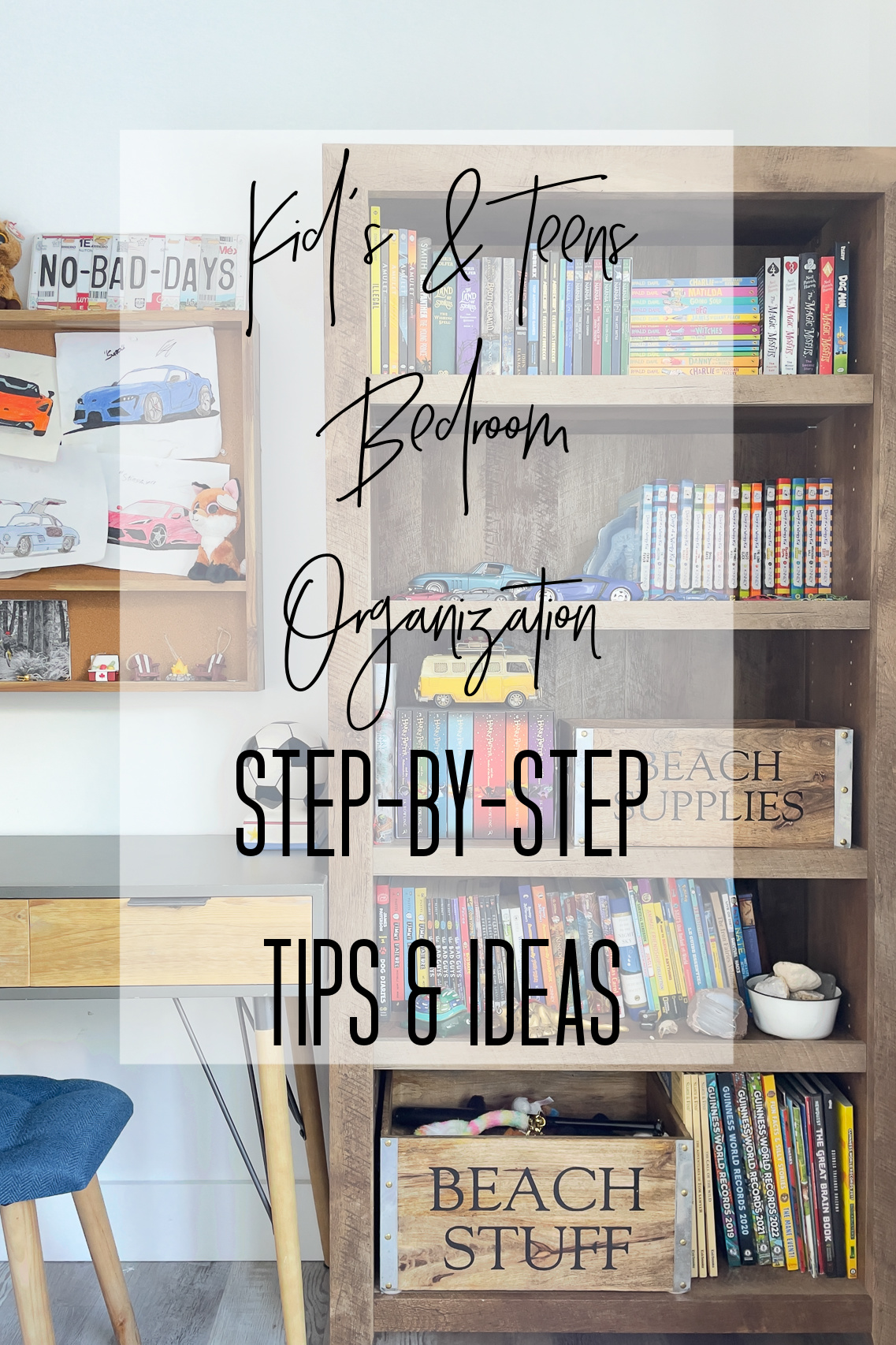 room organization ideas picture of bookcase and desk in kids room after being organized