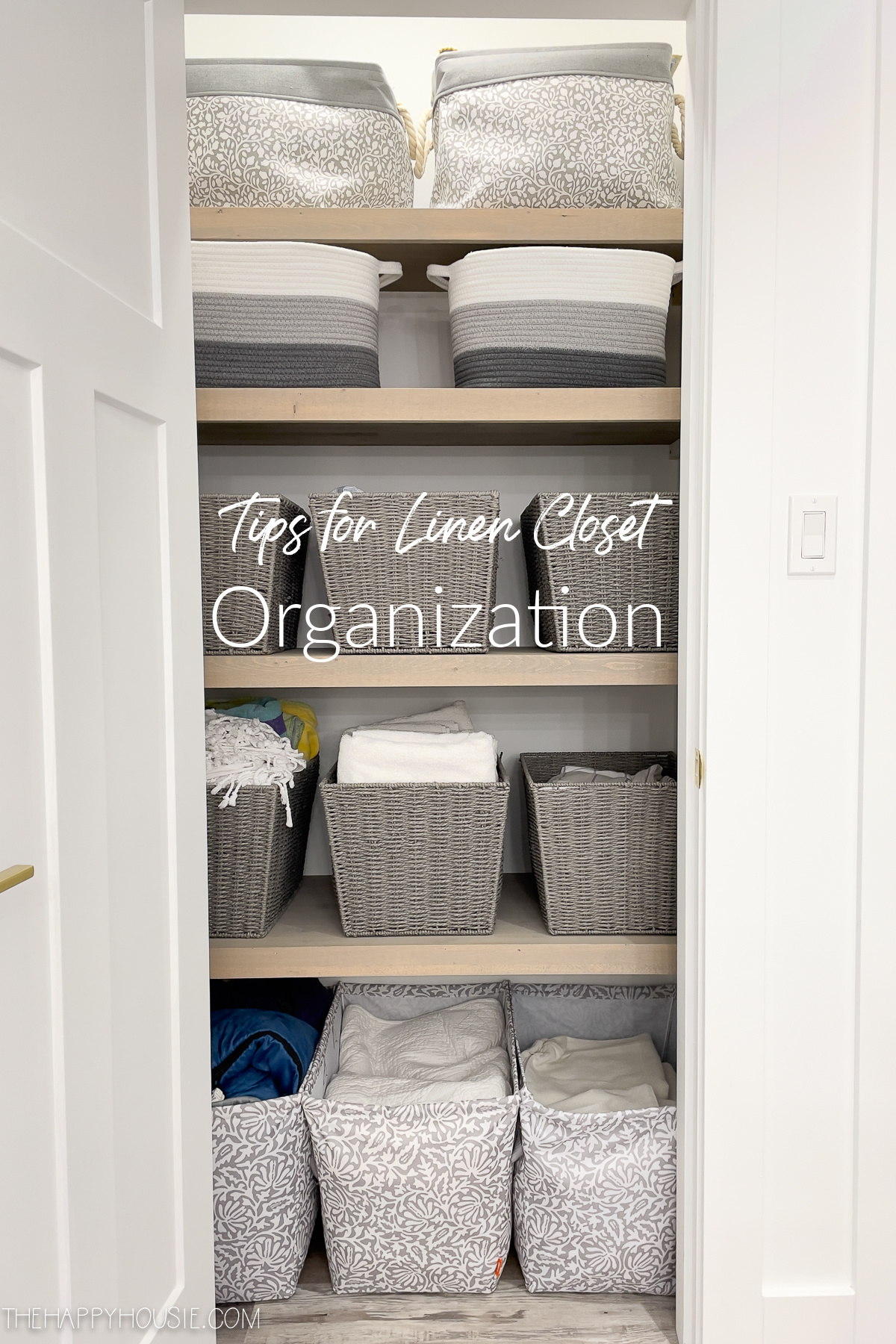 Tips For Linen Closet Organization poster.