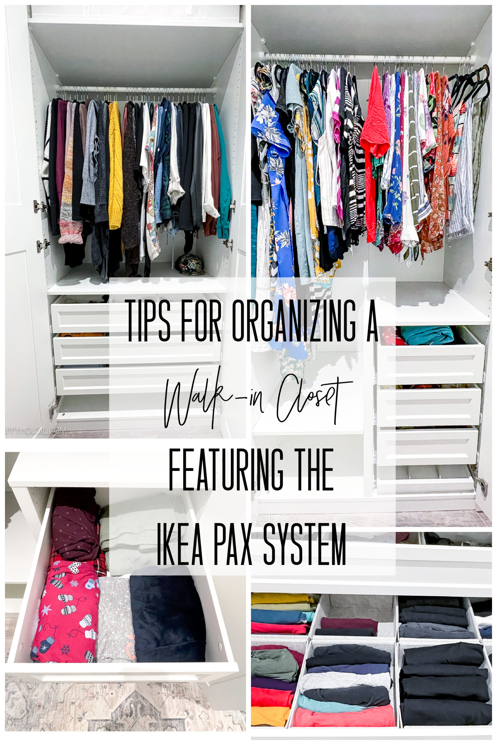 bedroom organization ideas in a walk-in closet featuring Ikea Pax system