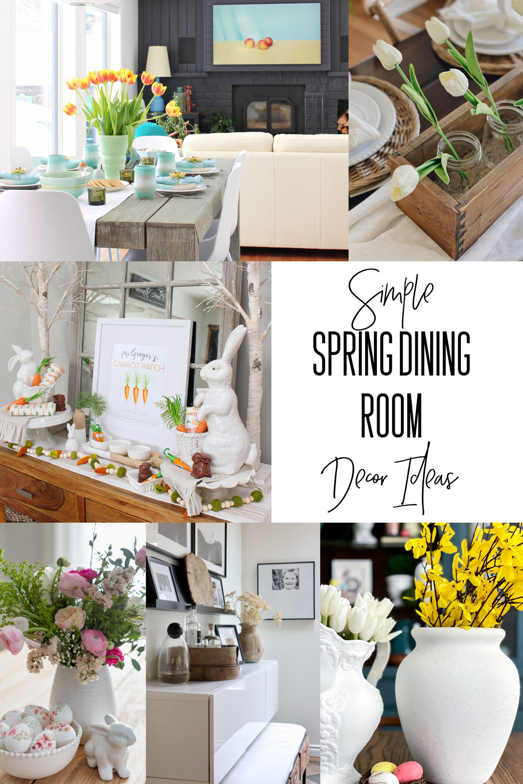 collage image with spring dining room decor ideas