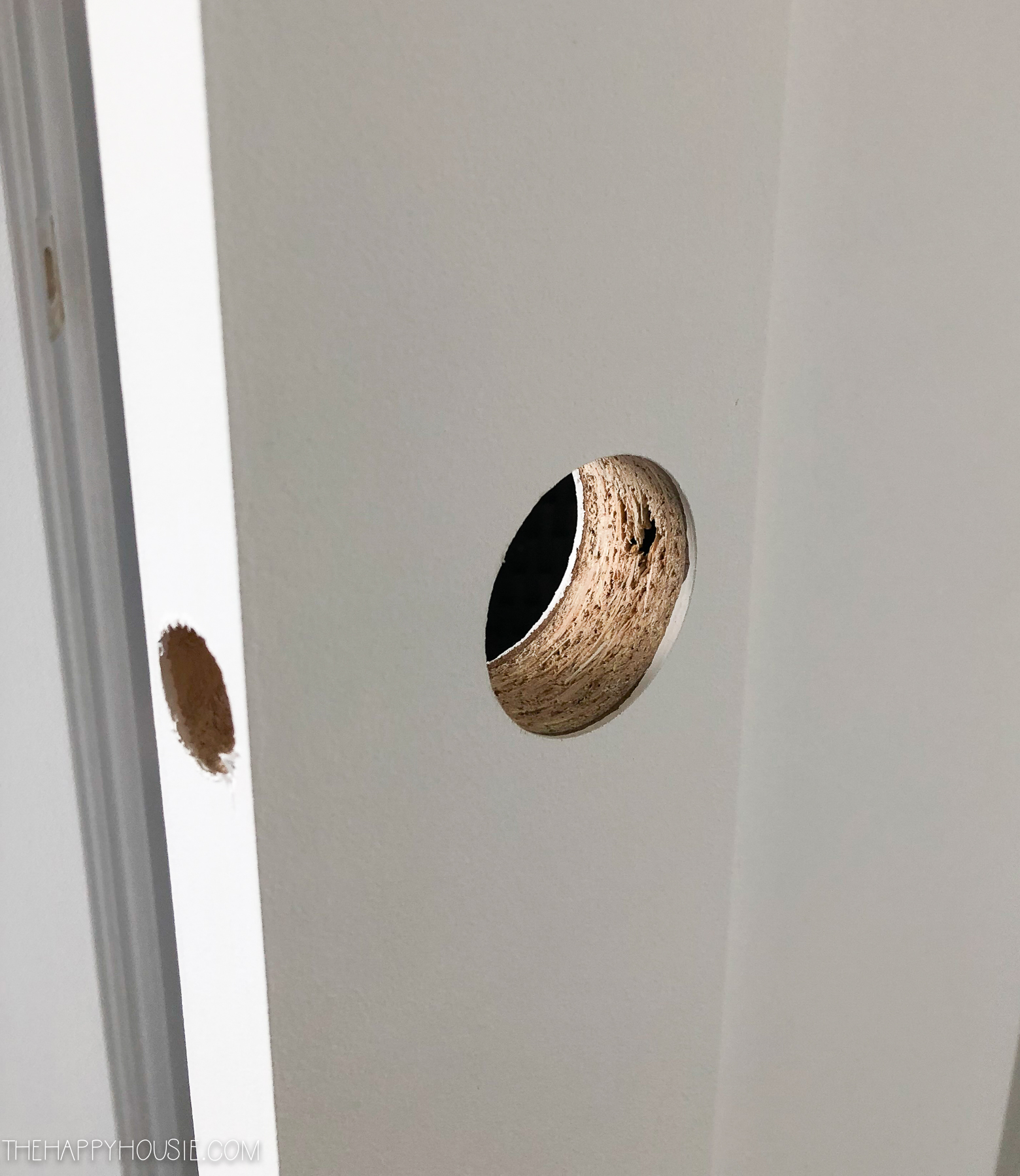 a new door prepared with hole drilled out for handle