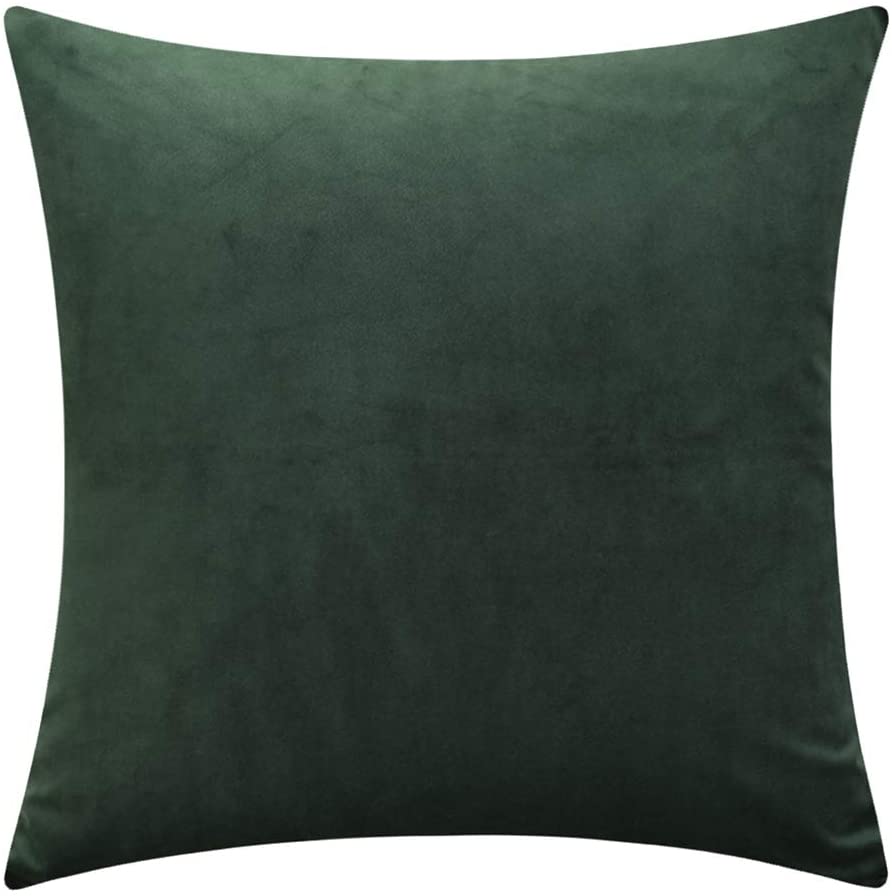 dark green velvet pillow cover