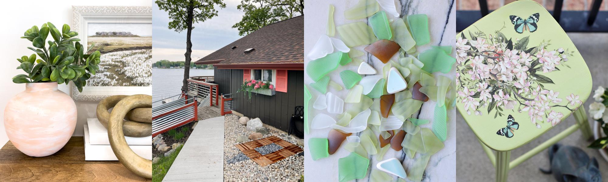 a collage image of four summer diy project ideas
