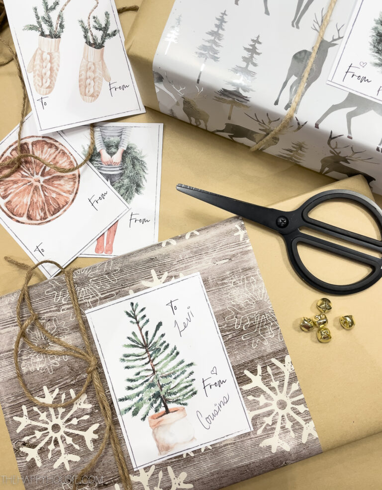 Layered Gift Wrap for Christmas & Free Printable Giant Gift Tags